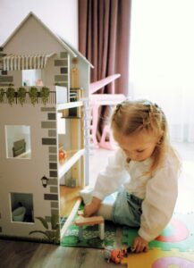 Child working on creative project