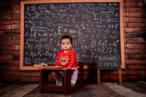 a kid with Math manipulatives